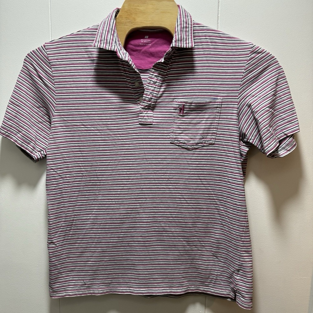 Johnnie-O Hanging Out Polo‎ Shirt Mens Size Large Short Sleeve Logo Striped